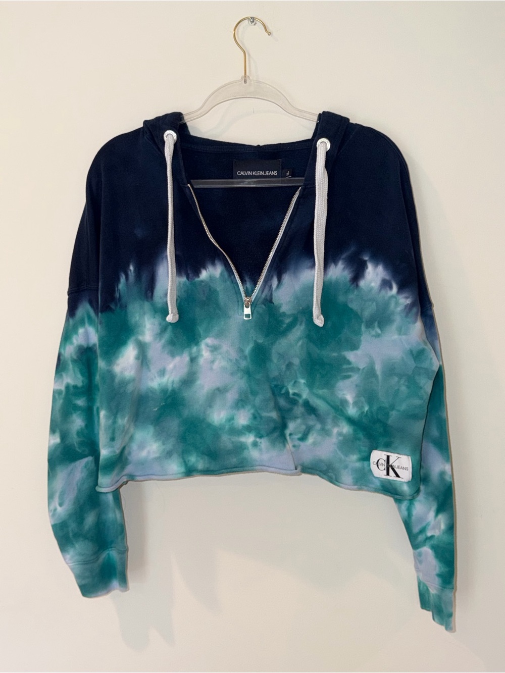 Calvin Klein Tye-Dye Cropped Half-Zip Hoodie